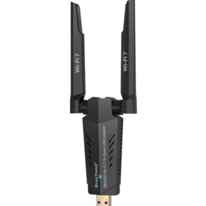 BrosTrend BE6500 USB WiFi 7 Adapter, Tri-Band Long Range USB WiFi Adapter for Desktop PC Laptop, Wireless Dongle 6GHz + 5GHz + 2.4G, Ultra-Low Latency Wi-Fi Antenna PC Gaming for Windows 11/10, 4K-QAM