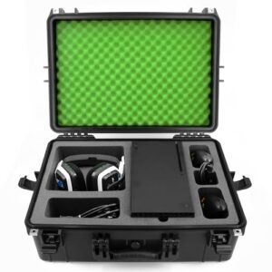 CASEMATIX Hard Shell Travel Case Compatible with Xbox Series X Console, Controllers, Headset and Other Accessories – IPX7 Waterproof and Crushproof Carrying Case with Customized Foam Interior