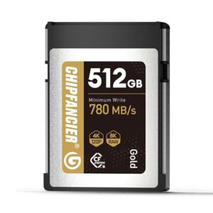 CFexpress 2.0 Type B 512GB Memory Card Up to 1750MB/s Read 1420MB/s Write-Raw 8K Video Recording Compatible with Nikon D5/D6/Z7/Z9 Panasonic Canon EOS DJ for Photographers Gold