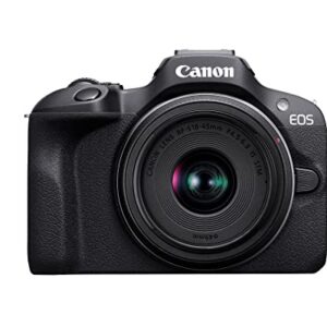 Canon EOS R100 Mirrorless Camera RF-S18-45mm F4.5-6.3 is STM Lens Kit, 24.1 Megapixel CMOS (APS-C) Sensor, 4K Video, RF Mount, Black