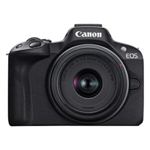 Canon EOS R50 Mirrorless Camera RF-S18-45mm F4.5-6.3 is STM Lens Kit, 24.2 Megapixel CMOS (APS-C) Sensor, 4K Video, Hybrid Camera, Photo and Video, Vlogging, Content Creator, RF Mount, Black