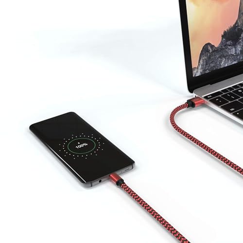 Charger Cable Replacement for Amazon Fire 10 Tablet, Nintendo Switch Lite, Samsung Galaxy S10 S20 S8 Type-C Smartphone - 2-Pack, 6ft, USB C Cord, Nylon Braided, Red - Image 7