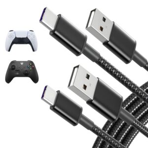 Charger Charging Cord for Xbox Series X/S,PS5/PS5 Pro Controller,Xbox Elite Series 2,Switch Pro Controller USB Type C Nylon Braided Cable Replacement (2 Pack,10 FT)