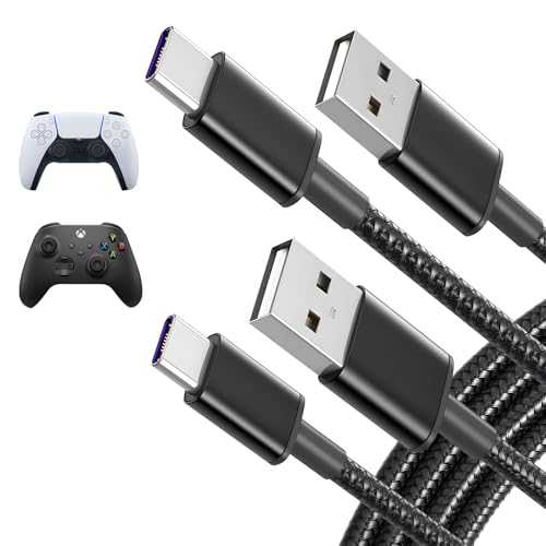 Charger Charging Cord for Xbox Series X/S,PS5/PS5 Pro Controller,Xbox Elite Series 2,Switch Pro Controller USB Type C Nylon Braided Cable Replacement (2 Pack,10 FT)