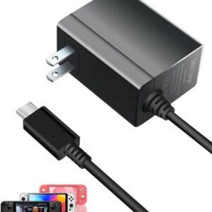 Charger for Nintendo Switch, 45W AC Adapter Power for Switch, Compatible with Switch Lite/OLED/Steam Deck, Switch Fast Charging Output 15V 3A with 5FT USB C Charger Cable, Support Switch TV Dock Mode