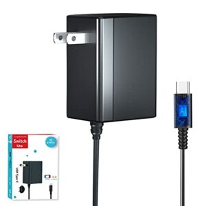 Charger for Nintendo Switch with 5FT Charging Cable, AC Power Supply Adapter for Nintendo Switch/LITE/OLED Work as Original Charger, Support Switch TV Dock Mode Output 15V2.6A USB C Chargers