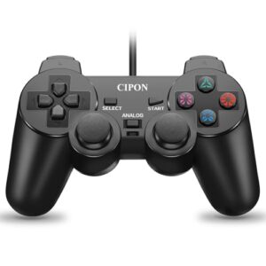 Cipon Wired Controller Compatible with PS-2 Console, Black Remote Controllers Gamepad with 71 IN Cable