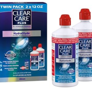 Clear Care Plus Cleaning Solution with Lens Case, Twin Pack, Multi, 12 Oz, Pack of 2
