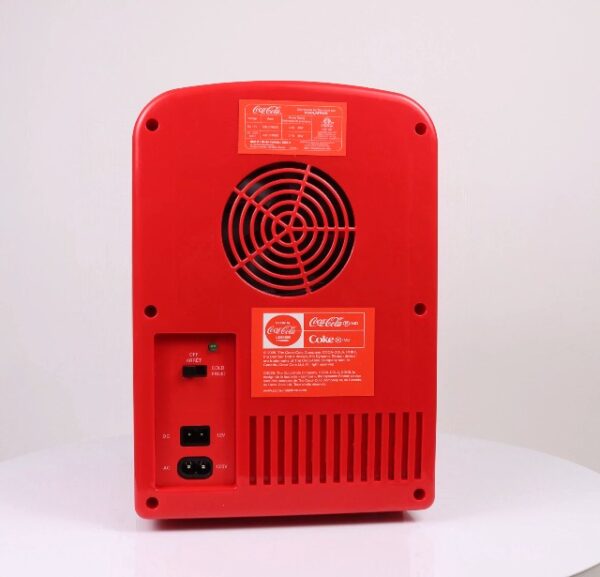 Coca-Cola Classic Coke Bottle 4L Mini Fridge w/ 12V DC and 110V AC Cords, 6 Can Portable Cooler, Personal Travel Refrigerator for Snacks Lunch Drinks Cosmetics, Desk Home Office Dorm, Red - Image 8