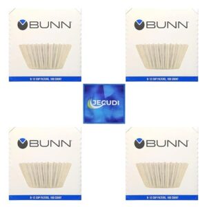 Coffee Filter – 4 PK – 100 PCS per Pack – Taller – Flat Bottom Liner – Quality Paper for Most Coffee Makers – Aromatic Brew – with Jecudi towel