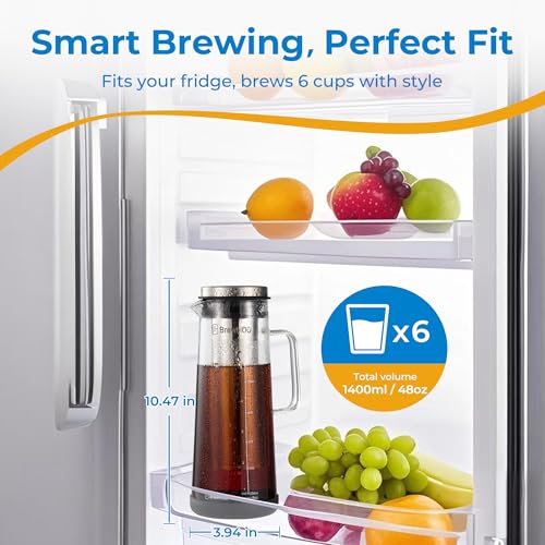 Cold Brew Coffee Maker & Iced Tea Maker (1.4L/48oz) - Sleek Wave Borosilicate Glass Pitcher, Stainless Steel Filter, Foam-Padded Packaging, Manual + Recipes, Sealed Lid & Anti-Slip (Black) - Image 3