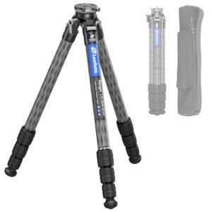 Compact Carbon Fiber Tripod with Leveling Base for Camera, 360° Rotating Portable Tripod with 3/8″ Screw for Sport Camera/Phone Holder/Projector, A Bubble Level, Folded Length 21.06″, Max Load 22LB