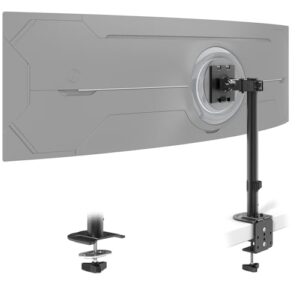 Compact VESA-Mounted Monitor Arm for Single Screen – Space-Saving Design with Swivel/Tilt/Rotation, Supports 49″ Ultrawide Monitors up to 44 lbs (Black)