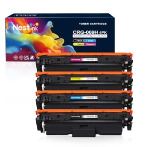 Compatible CRG-069H 069 Toner Cartridge Set Replacement for Canon 069 069H with CHIP for imageCLASS MF751Cdw LBP674Cdw LBP673Cdw MF753Cdw Printer (B/C/M/Y, 4-Pack)