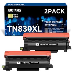 Compatible TN830XL Toner Replacement for Brother TN830XL TN830 XL Toner use with HL-L2460DW HL-L2405W HL-L2400D HL-L2480DW MFC-L2820DW MFC-L2820DW XL DCP-L2640DW MFC-L2900DW (Black,2 Pack)