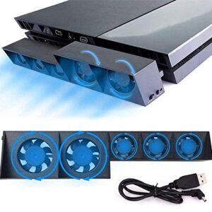 Cooling Fan for PS4, USB External Cooler 5 Fan Turbo Temperature Control Cooling Fans for Sony PlayStation 4 Gaming Console (for PS4 ONLY)