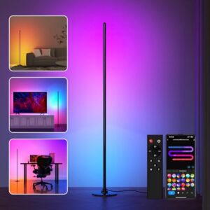 Corner Floor Lamp Works with Alexa, Smart LED Corner Lamp with Music Sync 16 Million Colors 68+ Scene, Timer Setting, with APP and Remote Control, Ambient Lighting for Bedroom Living Room