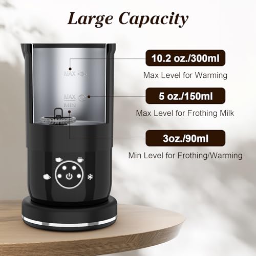 DEVINC Milk Frother, 4-in-1 Milk Frother and Steamer, Hot and Cold Foam Maker and Milk Warmer with Auto Shut-Off, Electric Frother for Coffee, Latte, Cappuccino, Matcha - Image 5