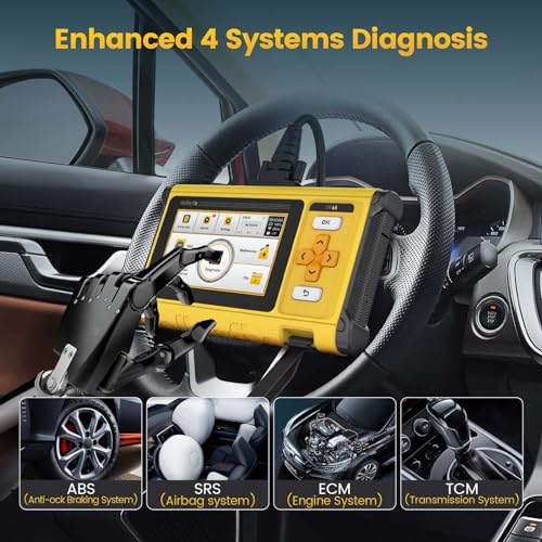 DF65 OBD2 Scanner,Engine/Transmission OBD2 Car Scanner Diagnostic Tool,ABS Code Reader,SRS Scan Tool,10 Reset (Oil EPB SAS TPMS ETS NJEC Bleeding AIRBAG Gearbox D.P.F), Active Test & FCA&Free Update - Image 3