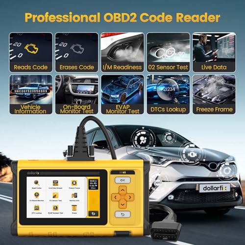 DF65 OBD2 Scanner,Engine/Transmission OBD2 Car Scanner Diagnostic Tool,ABS Code Reader,SRS Scan Tool,10 Reset (Oil EPB SAS TPMS ETS NJEC Bleeding AIRBAG Gearbox D.P.F), Active Test & FCA&Free Update - Image 7
