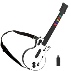 DOYO Wireless Controller for PC and PS3 – Guitar for Guitar Hero 3/4/5 and Rock Band 1/2 – White with Strap (5 Keys)