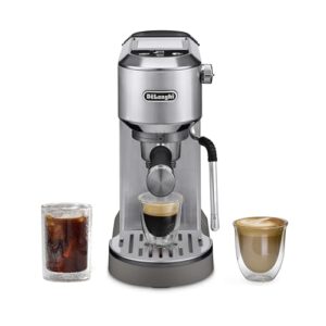 De’Longhi Dedica Duo Compact Espresso Machine – Stainless Steel Coffee Maker with Milk Frother Wand- for Espresso, Cold Brew, Hot & Iced Coffee, Cappuccinos, Lattes & Home Barista Brewing
