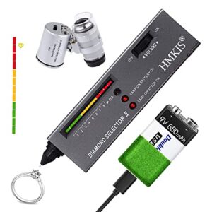 Diamond Tester Pen Kit, Jewelry Diamond Tester＋USB 9V Rechargeable Battery＋ 60X Mini LED Magnifying, Diamond Selector for Novice