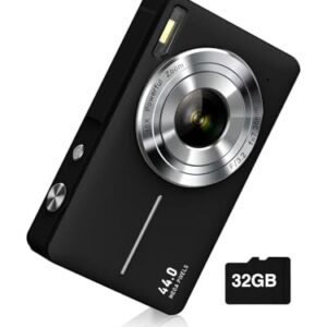 Digital Camera, FHD 1080P Point and Shoot Kids Camera, with 32GB Card, 16X Zoom Anti Shake Date Stamp, Compact Portable Small, for Starter Kid Children Teen Student Girl Boy(Black)