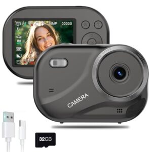 Digital Camera for Teens, 48MP Autofocus Point and Shoot Anti-Shake Camera with 16X Zoom, 4K UHD Video Camera, 32GB Card, Portable Compact Vlogging Camera for Teens Girls Boys – Black