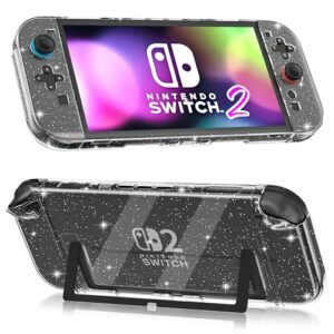 Dockable Clear Case for Nintendo Switch 2 (2025), FANPL Protective Cover for Switch 2 and Joy Con Controller – Strong and Durable, Not Easy to Fall Off (Glitter)