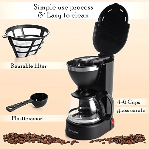 Drip Coffee Maker by Mixpresso Coffee (6 Cups), Black - Image 5