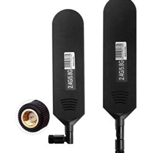 Dual Band WiFi 2.4GHz 5.8GHz Antenna, 18dBi High Gain, SMA Male Connector, 2 Pack Black