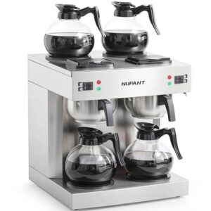 Dual Drip Commercial Coffee Maker, 200 Cup/hour, 7.2L Pour Over Coffee Machine with 4 Glass Carafe and 4 Warmers, Stainless Steel Double Coffee Brewer Staition for Restaurant and COFFEE Bar