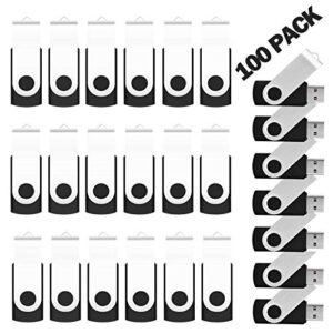 EASTBULL 100PCS Bulk Flash Drives 4 GB USB 2.0 Flash Drives Pack Thumb Drive Bulk USB Drive Bulk Swivel Pen Drive (Black)