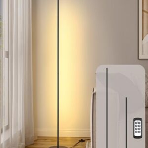 EDISHINE Corner Floor Lamp, Dimmable LED Light with Remote, 3 Color Temperature 3000K-4500K-6000K, 57.5″ Modern Black LED Floor Lamp for Bedroom, Living Room, Office