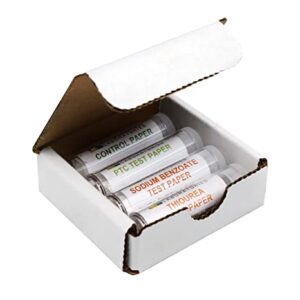EISCO Super Taster Test Kit – PTC Paper Strips with Biodegradable Box & Instructions – Lab Quality – Classroom Pack – PTC Paper, Sodium Benzoate, Thiourea, and Control (No Chemical), 100 Strips Each