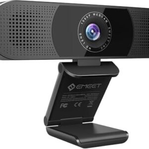 EMEET 3 in 1 Webcam – 1080P Webcam with Microphone and Speakers, Noise Reduction, Auto Low Light Correction W/Cover, C980 Pro USB Camera Web cam 60°-98° for Video Conferencing Streaming/Gaming/Class