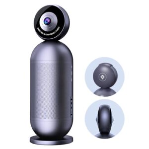 EMEET Meeting Capsule Pro, Dual 4K Lenses 360° Auto-Tracking Speakers Video Conference Camera w/ 10 Mics 10W Speaker, AI auto Voice/Face/Figure Tracked, for 10 People