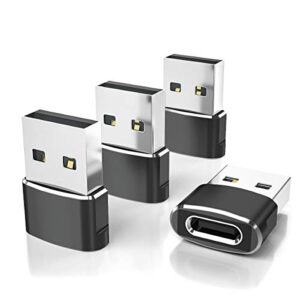 Elebase USB to USB C Adapter 4 Pack,USBC Female to A Male Car Charger,Type C Converter for iPhone 16 16e Pro Max,15 14 13 12 Plus,Apple Watch,Airpods,Compatible for Nintendo Switch,Samsung Galaxy S25