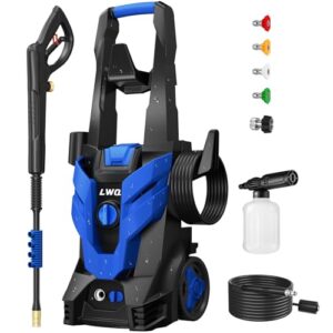 Electric Pressure Washer, 2.5 GPM Power Washer with 4 Quick Connect Nozzles, High Pressure Cleaning Machine with Foam Cannon for Cars/Fences/Driveways/Patios/Home Cleaning (Blue)