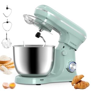 Electric Stand Mixer, 10 Speeds Tilt-Head Food Mixer, 3-IN-1 Kitchen Mixer for Daily Cooks with Dishwasher-Safe 6.5 QT Bowl,Dough Hook, Beater, Whisk (Agave Green)