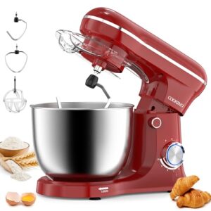 Electric Stand Mixer,10 Speeds 660W Tilt-Head Food Mixer, 3-IN-1 Kitchen Mixer for Daily Cooks with 6.5 QT Bowl,Dough Hook, Beater, Whisk (Empire Red)