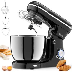 Electric Stand Mixer,10 Speeds Tilt-Head Food Mixer, 3-IN-1 Kitchen Mixer for Daily Cooks with 6 QT Bowl,Dough Hook, Beater, Whisk (Onyx Black)