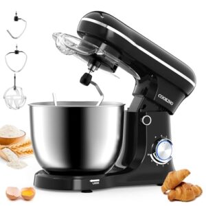 Electric Stand Mixer,10 Speeds Tilt-Head Food Mixer, 3-IN-1 Kitchen Mixer for Daily Cooks with 6.5 QT Bowl,Dough Hook, Beater, Whisk (Onyx Black)