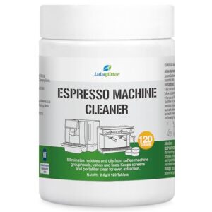 Espresso Machine Cleaning Tablets Descaling Expresso Maker Backflush Oil Remover 120 Tabs Compatible with Breville Barista Express, Gaggia, Delonghi, Jura, Philips