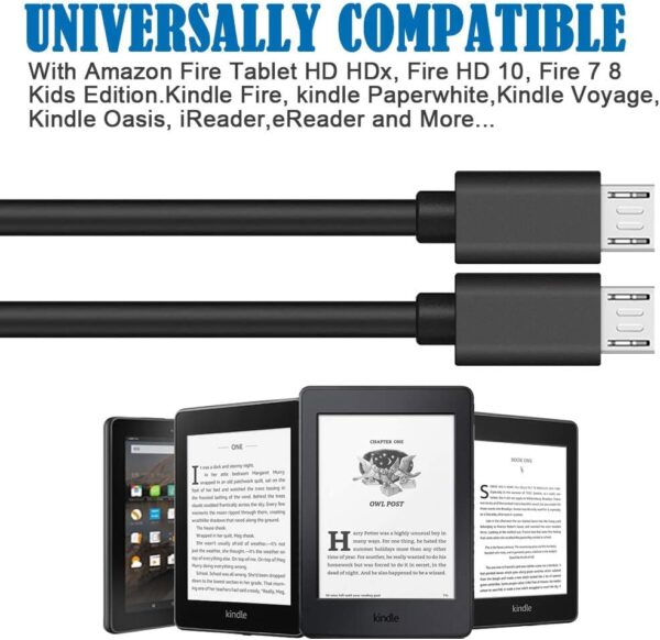 Fast Charger for Amazon Fire Tablet,2Pack 10Ft Long Micro USB Cable USB C Charging Wire for Kindle Paperwhite,Charger Cord for All Generation Fire HD 10 8 7 Plus,Kids Pro,Edition Voyage Touch E-Reader - Image 3