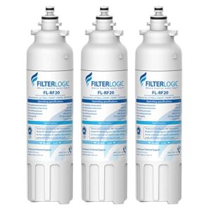 Filterlogic ADQ73613401 Refrigerator Water Filter, Replacement for LG® LT800P®, LT800PC, ADQ736134, ADQ73613402, LSXS26326S, LSXS26366S, LMXS30776S, LSXS26366D, LMXC23746S, 46-9490, 469490, Pack of 3