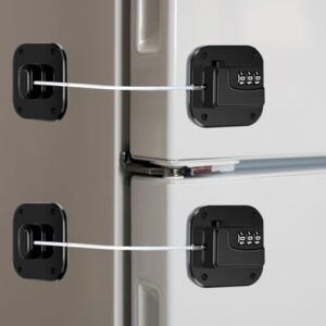 Fridge Lock Refrigerator Freezer Childproof Locks for Cabinets and Drawers Easy Install No Keys Needed Combo Lock Multifunctional Child Safety Cabinet Locks (2, Black)