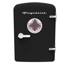 Frigidaire Retro Mini Personal Fridge Cooler, Holds up to 9 Cans, Portable & Compact, AC Plug & 12V Car Charger – Black