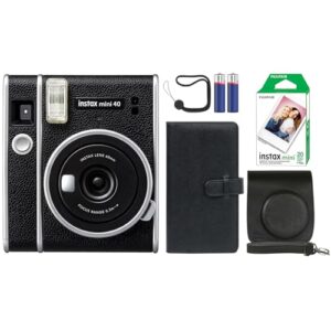 Fujifilm Instax Mini 40 Instant Film Camera Black + 20 Instax Instant Film Prints Bundle